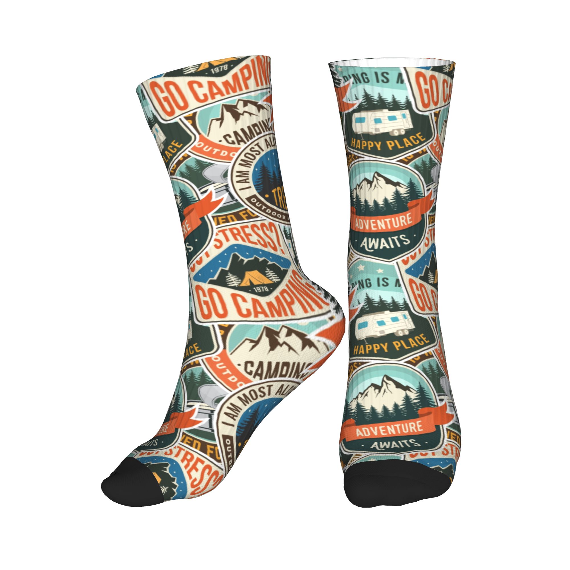 Dress Sock Men - Mode Heren Vintage Mountain Camp Badge