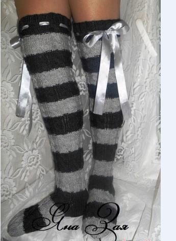 Dames dijhoge gebreide kousen, - Thigh High Sock Stay Up recensie en prijs